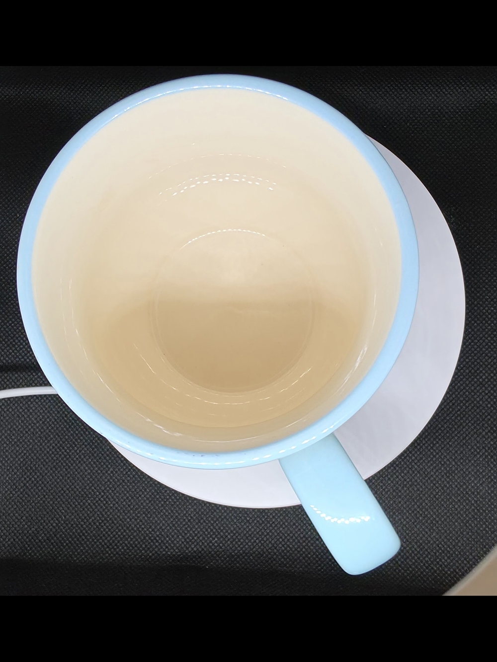 Ceramic Floral Teacup with Blue Handle - Cream/Red/Yellow - Picture 7 of 9